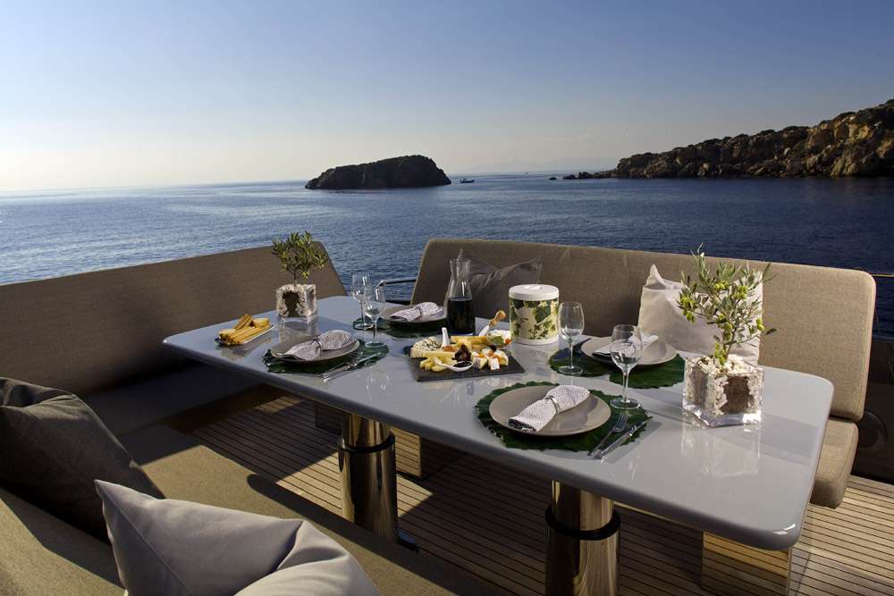 Motor Yacht 'SOLARIS' Fly dining table, 10 PAX, 5 Crew, 90.00 Ft, 27.44 Meters, Built 2009, Pershing, Refit Year 2014