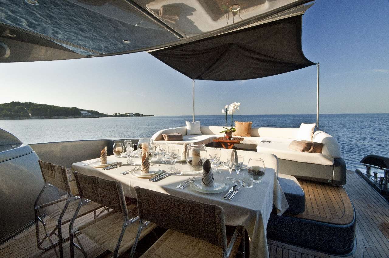 Motor Yacht 'RHINO A' Aft Deck Dining, 8 PAX, 3 Crew, 86.00 Ft, 26.00 Meters, Built 2011, Riva
