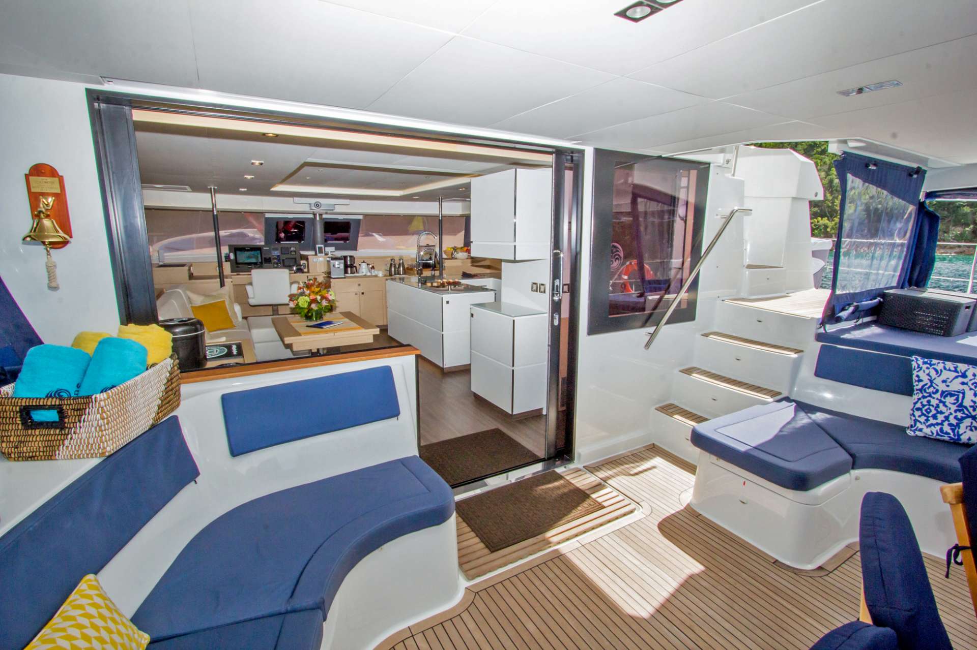Catamaran Yacht 'NENNE' Spacious Aft Deck and Salon Entrance, 10 PAX, 3 Crew, 67.00 Ft, 20.00 Meters, Built 2017, Fountaine Pajot, Refit Year The latest, 2020 electronics and equipment onboard. New larger tender June 2019