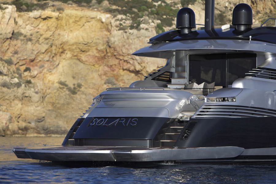 Motor Yacht 'SOLARIS' Stern, 10 PAX, 5 Crew, 90.00 Ft, 27.44 Meters, Built 2009, Pershing, Refit Year 2014