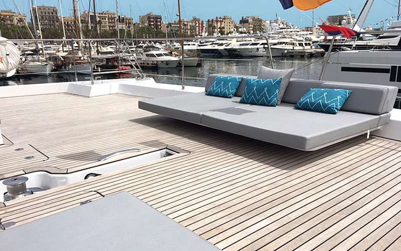 Motor Yacht 'MAYRILOU' Sun baths area in main deck, 10 PAX, 4 Crew, 68.00 Ft, 20.00 Meters, Built 2017, Sunreef Yachts