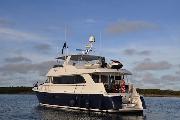 Motor Yacht 'ISLAND GIRL' Aft Shot, 6 PAX, 2 Crew, 75.00 Ft, 22.00 Meters, Built 2002, Hatteras, Refit Year 2018