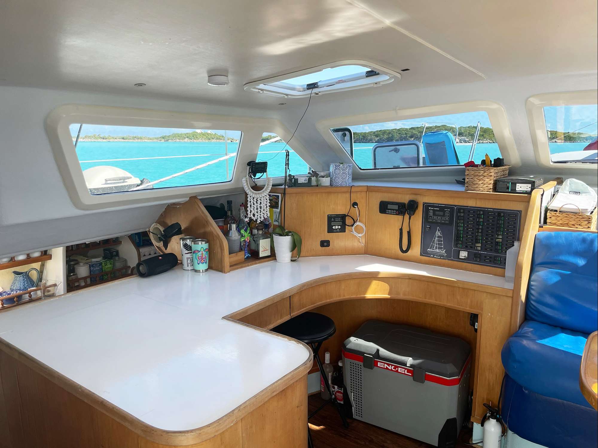 Catamaran Yacht 'RUBICON' Nav Station, 5 PAX, 2 Crew, 44.00 Ft, 13.00 Meters, Built 1997, St. Francis, Refit Year 2013 and Nov. 2015 when her sides, deck and cockpit sprayed with Awlgrip. partial refit January 2020 to include new hard floors throughout.
